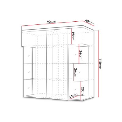 Vitrine zum Aufhängen ANINA – Breite 90 cm, weiß / Eiche Wotan