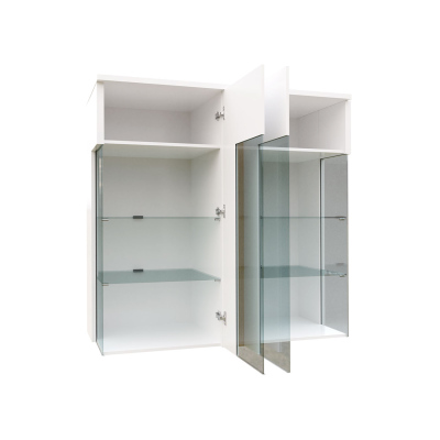 Vitrine zum Aufhängen ANINA – Breite 90 cm, weiß/schwarz