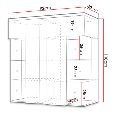 Vitrine zum Aufhängen ANINA – Breite 90 cm, weiß/schwarz