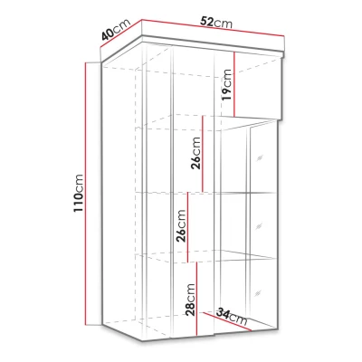 Vitrine zum Aufhängen ANINA – Breite 50 cm, weiß / Eiche Wotan