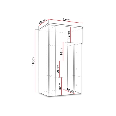 Vitrine zum Aufhängen ANINA – Breite 50 cm, weiß / Eiche Wotan