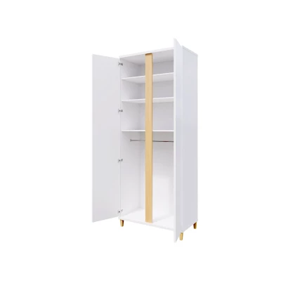 Kleiderschrank ANINA – Breite 90 cm, weiß / Eiche wotan