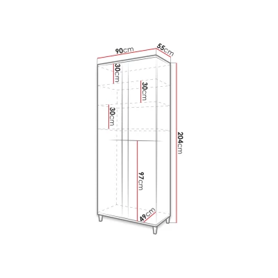 Kleiderschrank ANINA – Breite 90 cm, weiß / Eiche wotan