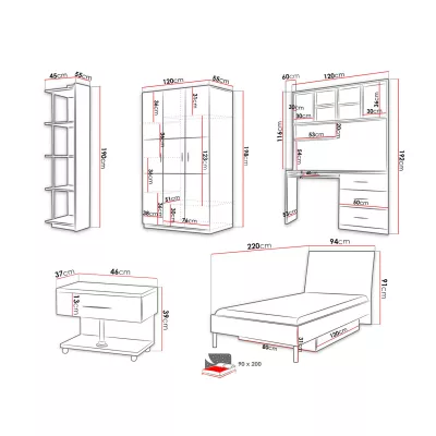 Studentenzimmer RENI 3 – weiß / grau