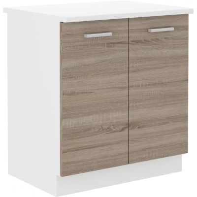 Spülenschrank DAGA – Breite 80 cm, Trüffel Eiche / Weiß