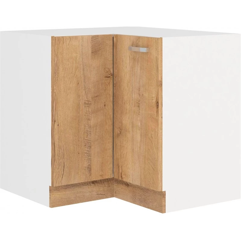 Unterer Eckschrank SABRYA – 89x89 cm, Eiche Lefkas / Weiß