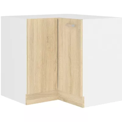 Unterer Eckschrank SABRYA – 89x89 cm, Eiche Sonoma / Weiß