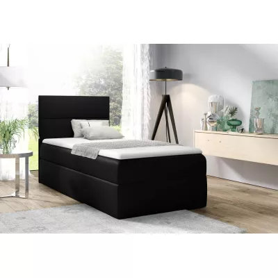 Gepolstertes Einzelbett OLENA – 100x200, Schwarz + GRATIS Topper