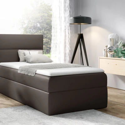 Gepolstertes Einzelbett OLENA – 100x200, Dunkelgrau + GRATIS Topper