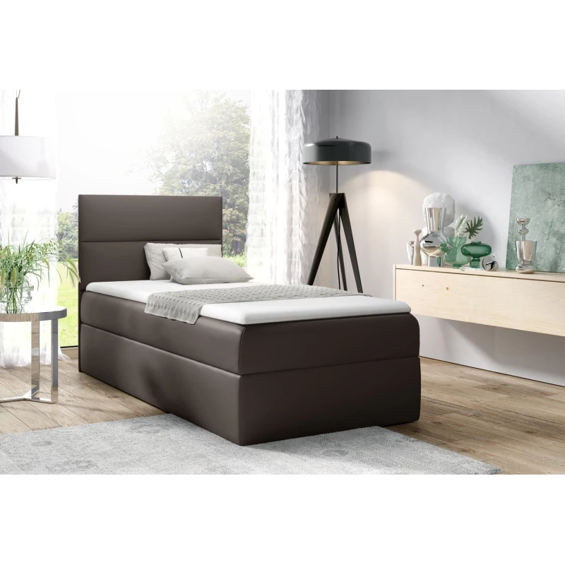 Gepolstertes Einzelbett OLENA – 100x200, Dunkelgrau + GRATIS Topper