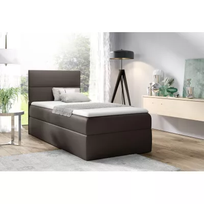 Gepolstertes Einzelbett OLENA – 100x200, Dunkelgrau + GRATIS Topper