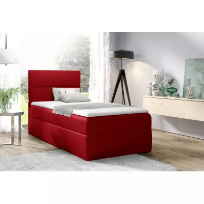 Gepolstertes Einzelbett OLENA – 80x200, Rot + GRATIS Topper