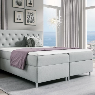 Boxspringbett LILIAN – 120x200, Grau + GRATIS Topper