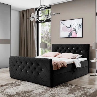 Boxspringbett LENKA – 120x200, Schwarz + GRATIS Topper