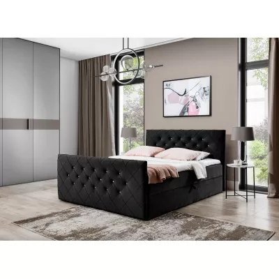 Boxspringbett LENKA – 120x200, Schwarz + GRATIS Topper