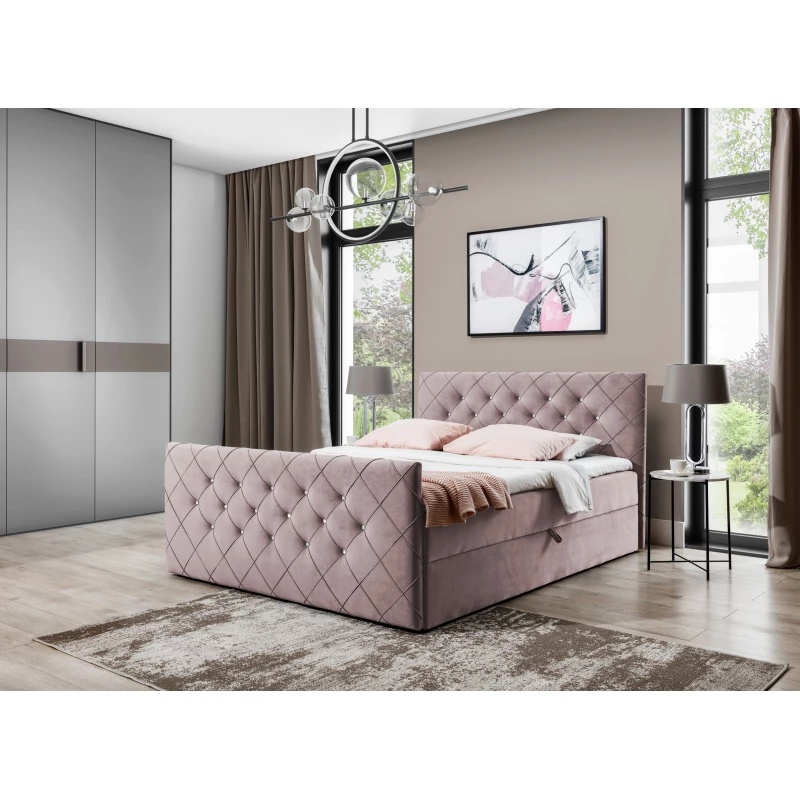 Boxspringbett LENKA – 120x200, Altrosa + GRATIS Topper