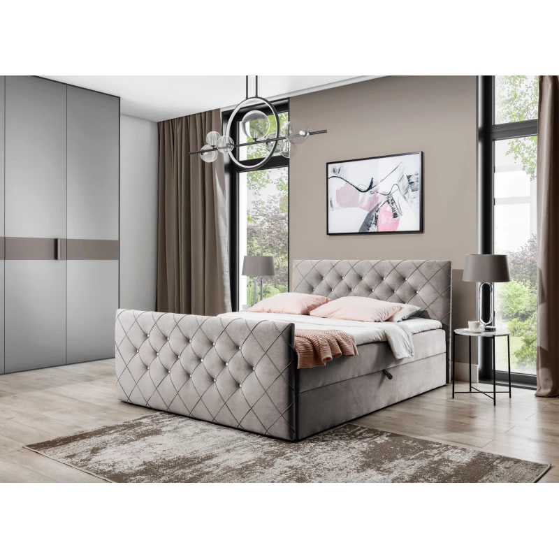 Boxspringbett LENKA – 140x200, Cappuccino + Topper GRATIS