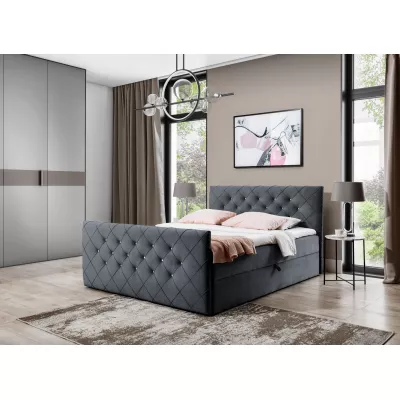 Boxspringbett LENKA – 140x200, Grau + GRATIS Topper