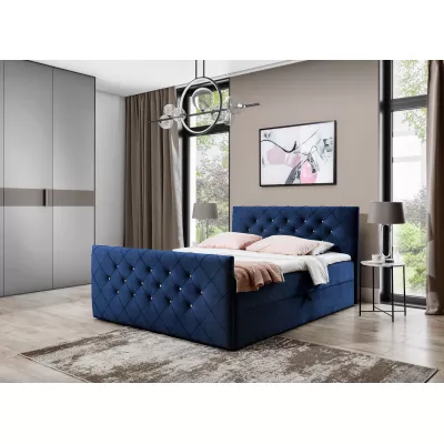 Boxspringbett LENKA – 180x200, Blau + GRATIS Topper