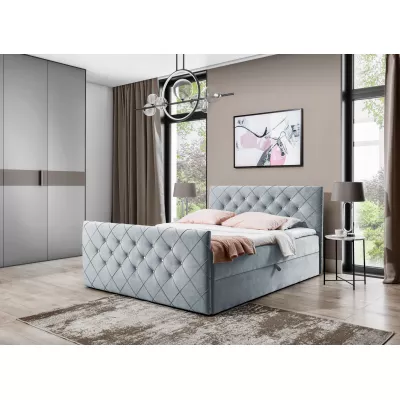 Boxspringbett LENKA – 180x200, Hellgrau + GRATIS Topper