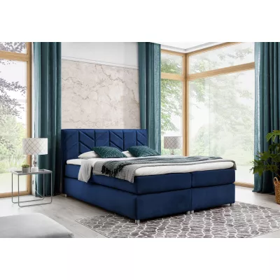 Polsterbett GALINA – 120x200, Blau + GRATIS Topper