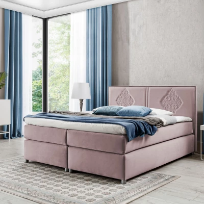 Boxspringbett AUGUSTA – 200x200, Altrosa + GRATIS Topper