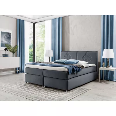 Boxspringbett AUGUSTA – 200x200, Grau + GRATIS Topper