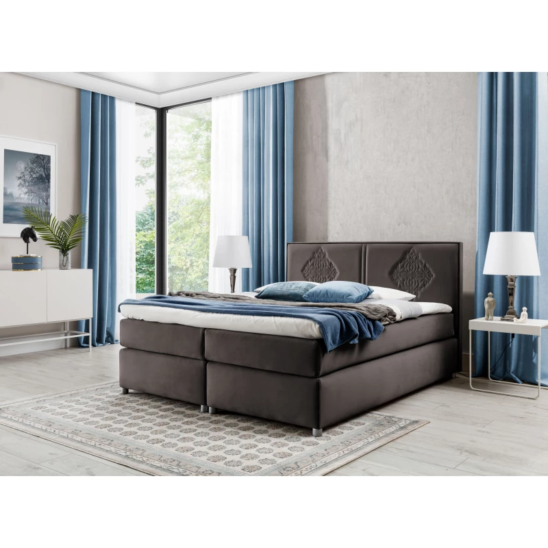 Boxspringbett AUGUSTA – 200x200, Braun + GRATIS Topper