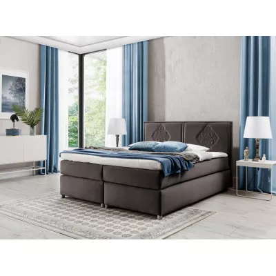 Boxspringbett AUGUSTA – 200x200, Braun + GRATIS Topper