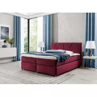 Boxspringbett AUGUSTA – 200x200, Rot + GRATIS Topper