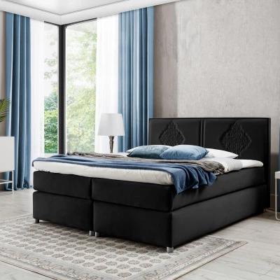 Boxspringbett AUGUSTA – 200x200, Schwarz + GRATIS Topper