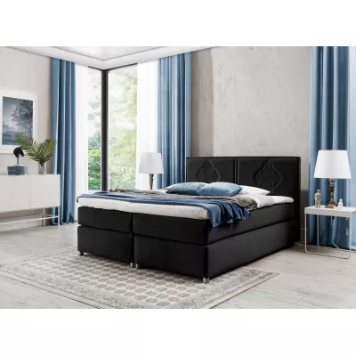 Boxspringbett AUGUSTA – 200x200, Schwarz + GRATIS Topper