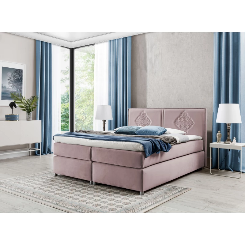 Boxspringbett AUGUSTA – 180x200, Altrosa + GRATIS Topper