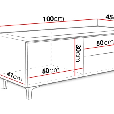 DESANA 2P Fernsehtisch – Breite 100 cm, weiß / grau