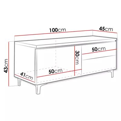 DESANA 2P Fernsehtisch – Breite 100 cm, weiß / grau