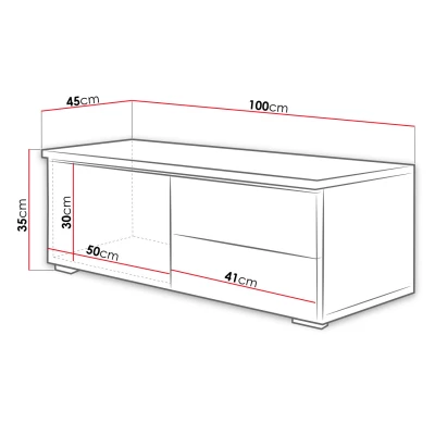 DESANA 1P Fernsehtisch – Breite 100 cm, weiß / grau