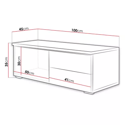 DESANA 1P Fernsehtisch – Breite 100 cm, weiß / grau