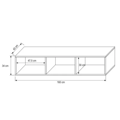 LODI Fernsehtisch – Breite 160 cm, weiß / schwarz