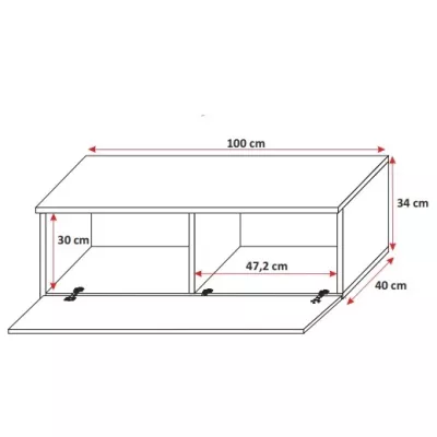 LODI Fernsehtisch – Breite 100 cm, weiß / schwarz