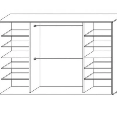 Schlafzimmerschrank HENRIETA – Breite 240 cm, Weiß / Schwarz glänzend