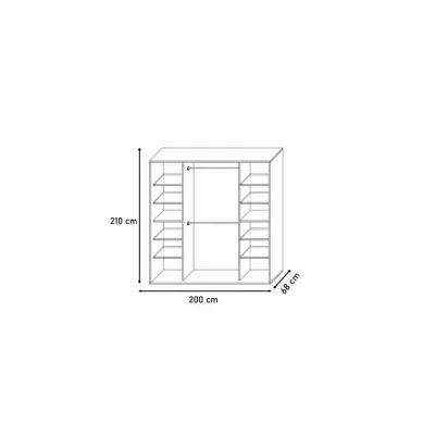 Schlafzimmerschrank HENRIETA – Breite 200 cm, Weiß / Schwarz glänzend