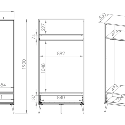 Zweitüriger Schrank AIKE – Breite 92 cm, weiß