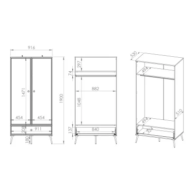 Zweitüriger Schrank AIKE – Breite 92 cm, weiß