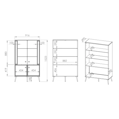 Viertürige Vitrine mit Glasteil AIKE – Weiß