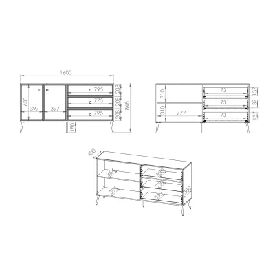 Kombinierte Kommode AIKE – Breite 160 cm, weiß