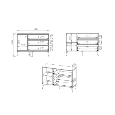 Kombinierte Kommode AIKE – Breite 120 cm, weiß