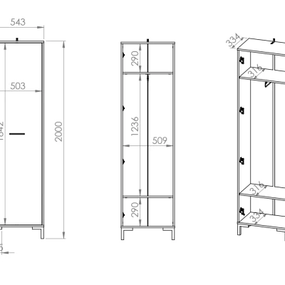 Hoher Schrank für den Flur BEDA – Breite 55 cm, Eiche Artisan