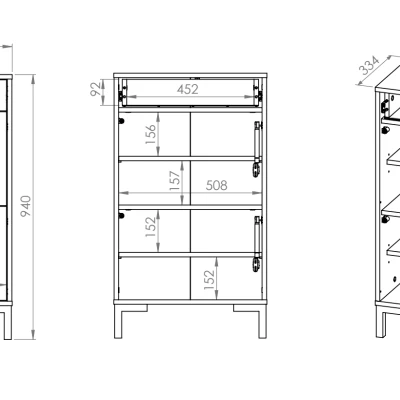 Hoher Schuhschrank BEDA – Eiche Artisan