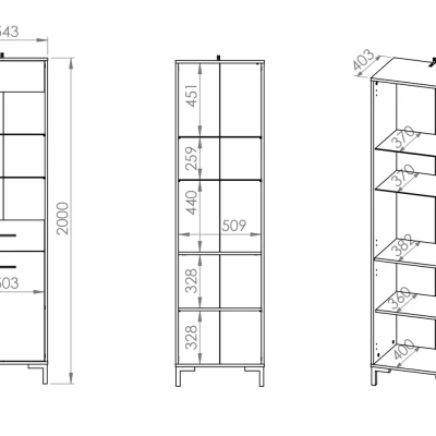 Vitrine mit verglastem Teil BEDA – Eiche Artisan