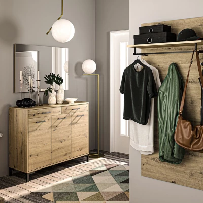 Garderobe mit Regal BEDA – Eiche Artisan